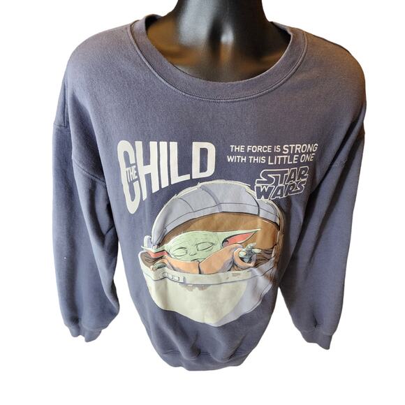 Star Wars Sweatshirt Womens XXL Baby Yoda Child Force Strong Mandalorian Sci Fi - Picture 11 of 13